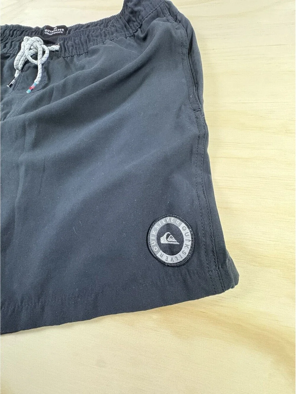 Quiksilver Volley Swim Trunks Mens Large Black Drawstring Surf Beach Swim Shorts